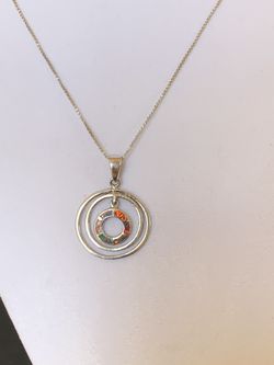 Silver 925 stamped necklace with beautiful pendant 22” inches long