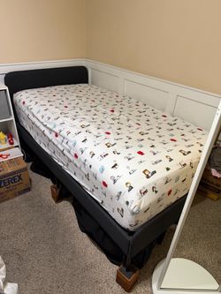 IKEA Slattum twin upholstered bed frame dark grey