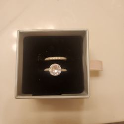 Diamonique Sterling Silver Wedding Rings Sz8
