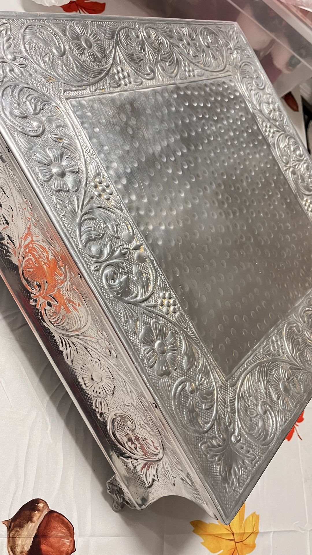 Embossed Aluminum Wedding Cake Stand
