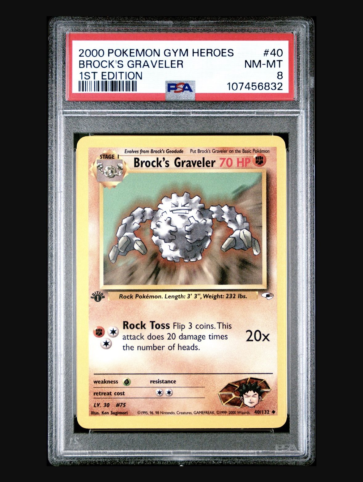 2000 Pokemon Gym Heroes Brock’s Graveler 1st Edition #40 PSA 8
