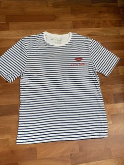 New Eataly striped embroidered logo t-shirt ciao bella graphic white navy XXL