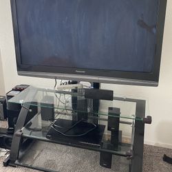 TV + TV Stand + Sony Speakers 