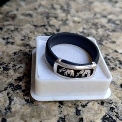 Sterling Silver And Rubber Ring Fits Most Fingers