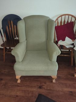 Green Upholstered Wingback Armchair