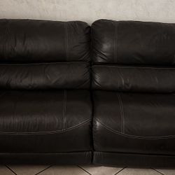 Dark brown  leather Convertible Couch