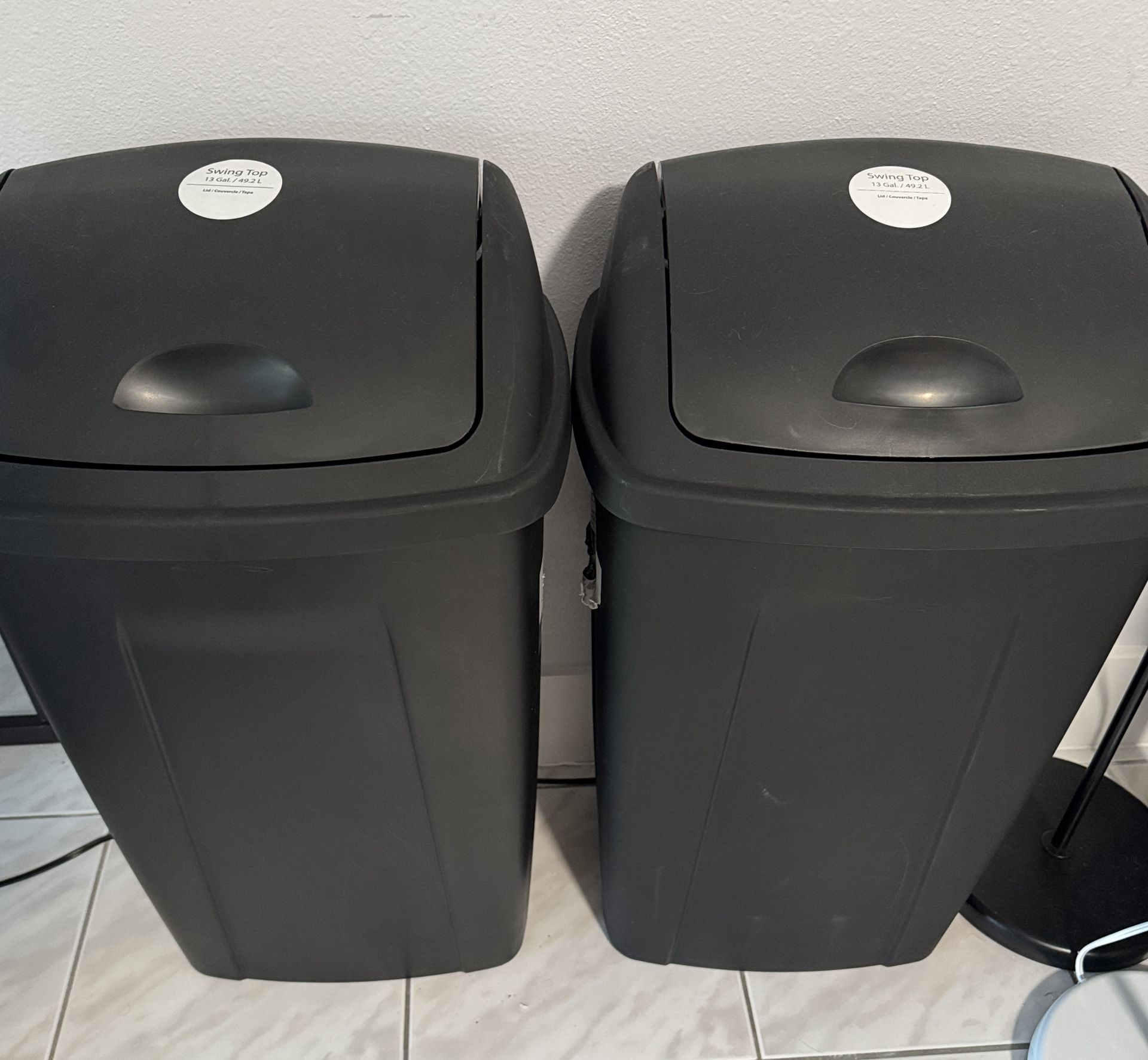 13 Gal. Black Swing Top Kitchen Trash Can