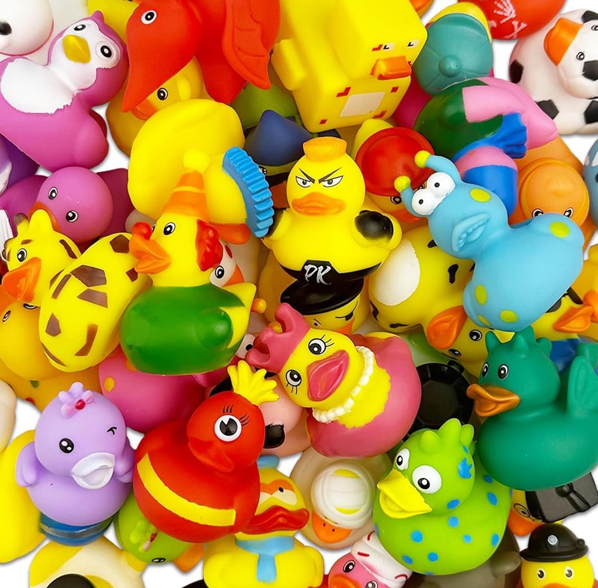 50 Pcs Rubber Ducks in Bulk, Jeep Ducks for Ducking, Assorted Rubber Ducks Jeep Ducking - Toddler Baby Bath Toys Assortment, Kids Birthday Gifts Holid