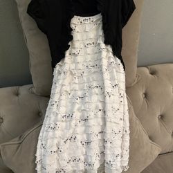 Girls Tea Length Dress With Attached Boler Sz 6-7