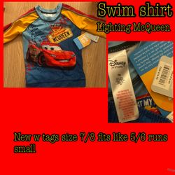 Lightning McQueen swim shirt new w tags $6 fits 6