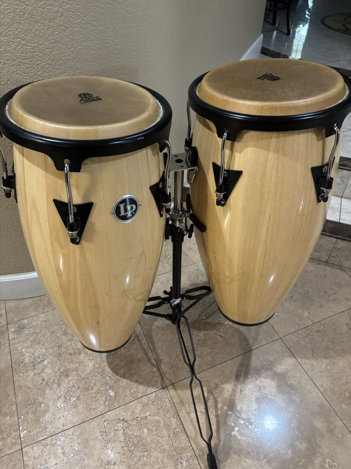 LP Aspire 11”and 12” Wood Conga Set With Stand