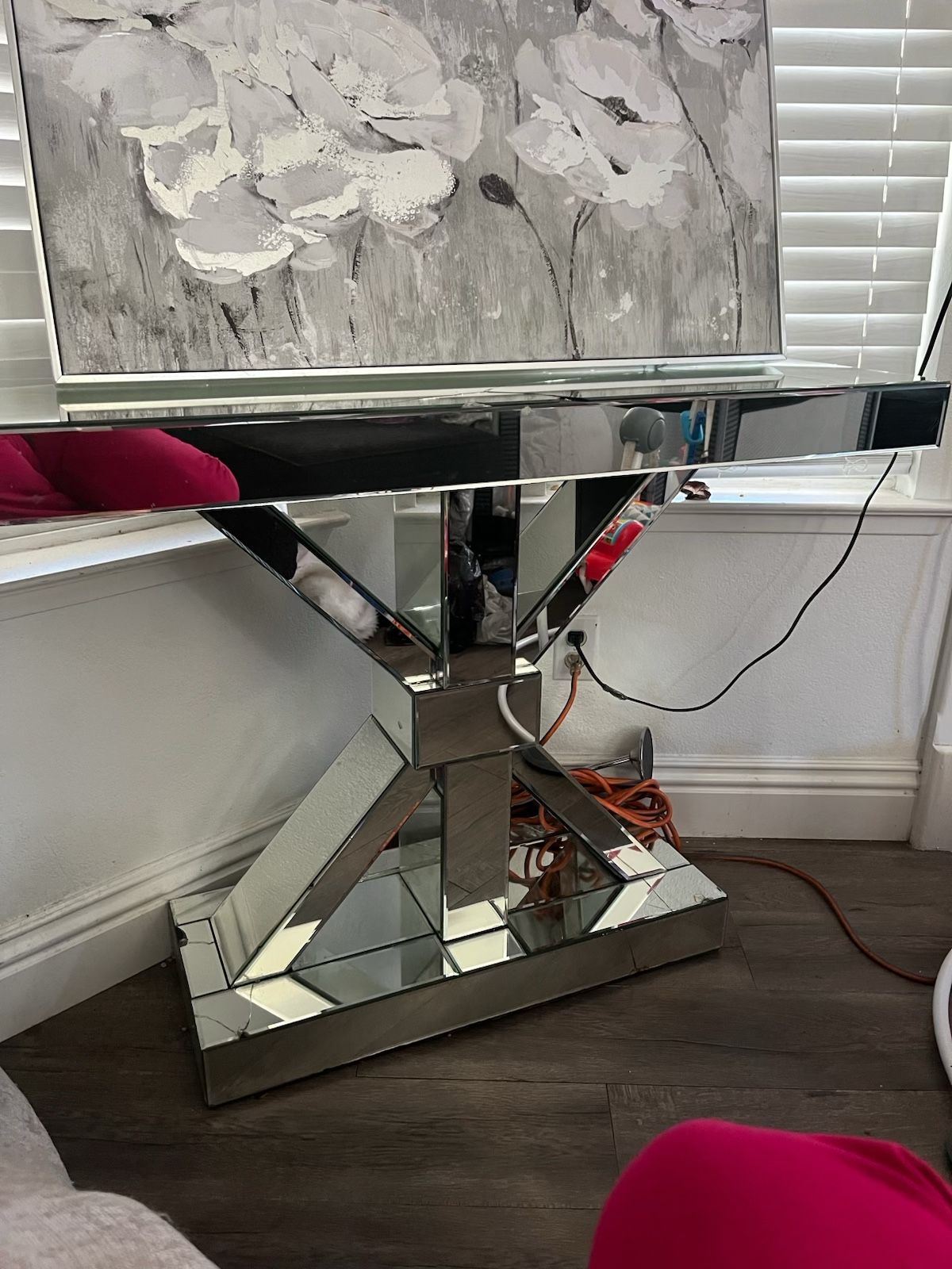 glass console table