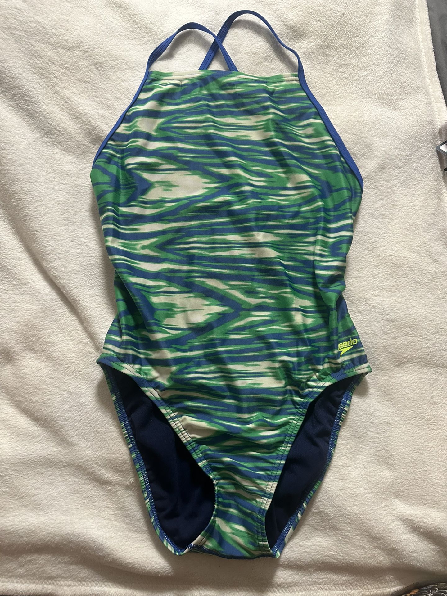 Speedo, Green/Multi, Size 12/38, Swimsuit