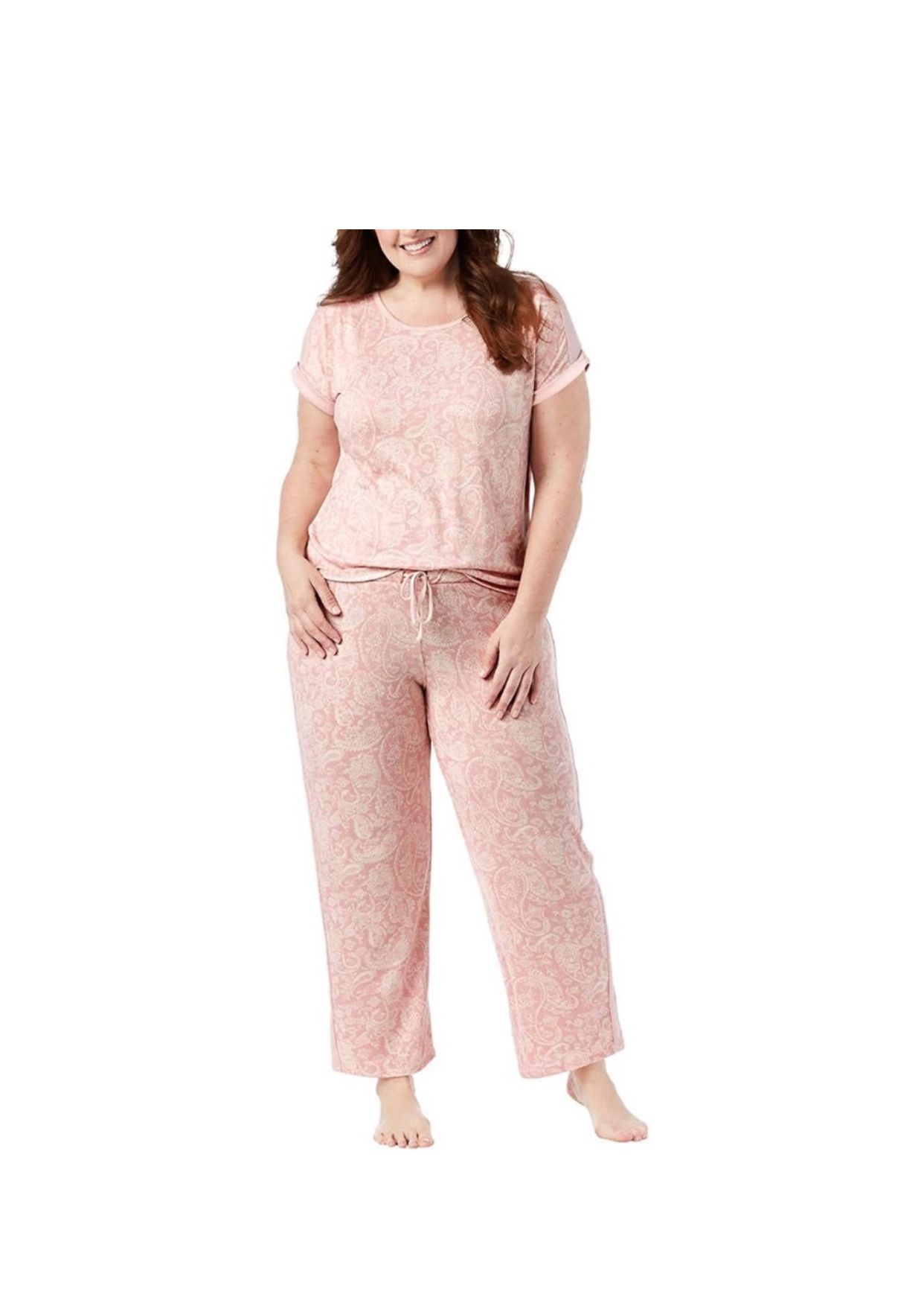 Lucky Brand Woman Ladies 4 Piece Pajama Set Sleep Wear NightDress Pink Paisely