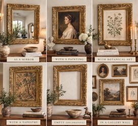 Large Ornate Vintage Gold Gilt Wall Frame Wood Baroque Rococo Style Mirror Art Picture Muti Uses Wall Hanging Frame