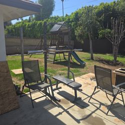 Workout Bench With 220 Lbs Of Cast Iron Weights 