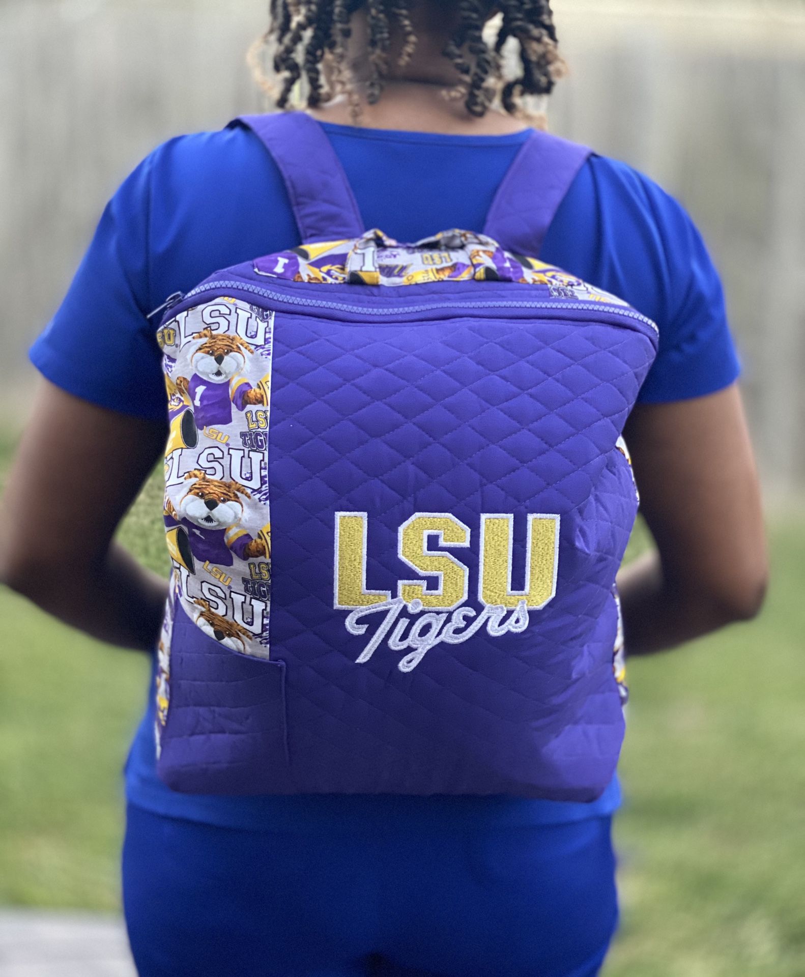 HANDMADE Quilted LSU Backpack