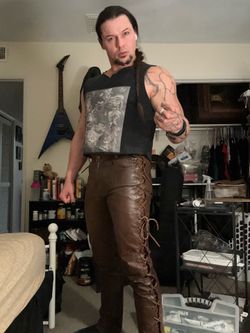 Genuine, brown leather pants