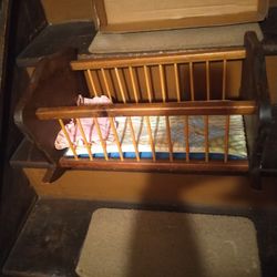 Wood Rocking Cradle For Dolls