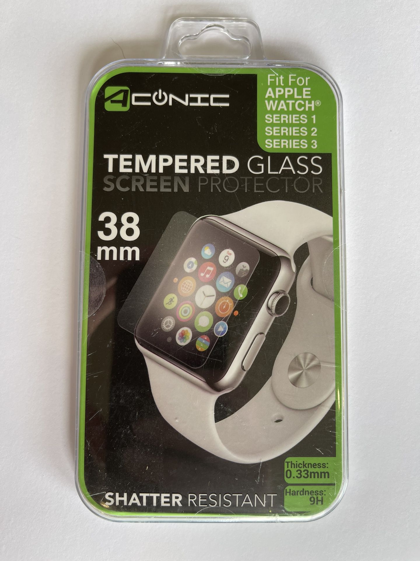 ACONIC Tempered Glass Screen Protector for Apple Watch Series 1, 2, 3 - 38mm - NEW