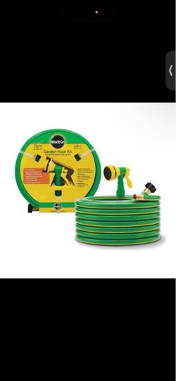 Miracle-Gro 75ft Heavy Duty Garden Hose with 7-Pattern Spray Nozzle, 5/8-Inch, 200 PSI Burst Pressure, 3-Ply Construction, Ergonomic Textured Grip