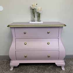 Pink And Gold Small Dresser Or Nightstand 