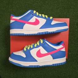 Nike Dunk Low Photo Blue/HYpre Pink W Lemon Teist Size 5.5Y Or 7W 