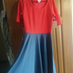 Lularoe Red And Blue Dress Large New