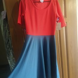 Lularoe Red And Blue Dress Large New