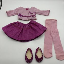 American Girl Doll Sweet Sequins Party Outfit Top Skirt Shoes Tights Retired