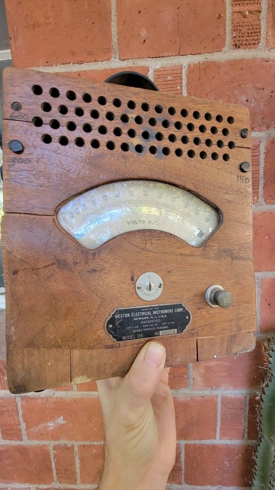 Antique Wooden Volt Meter By Weston Electrical