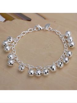 Silver bell bracelet