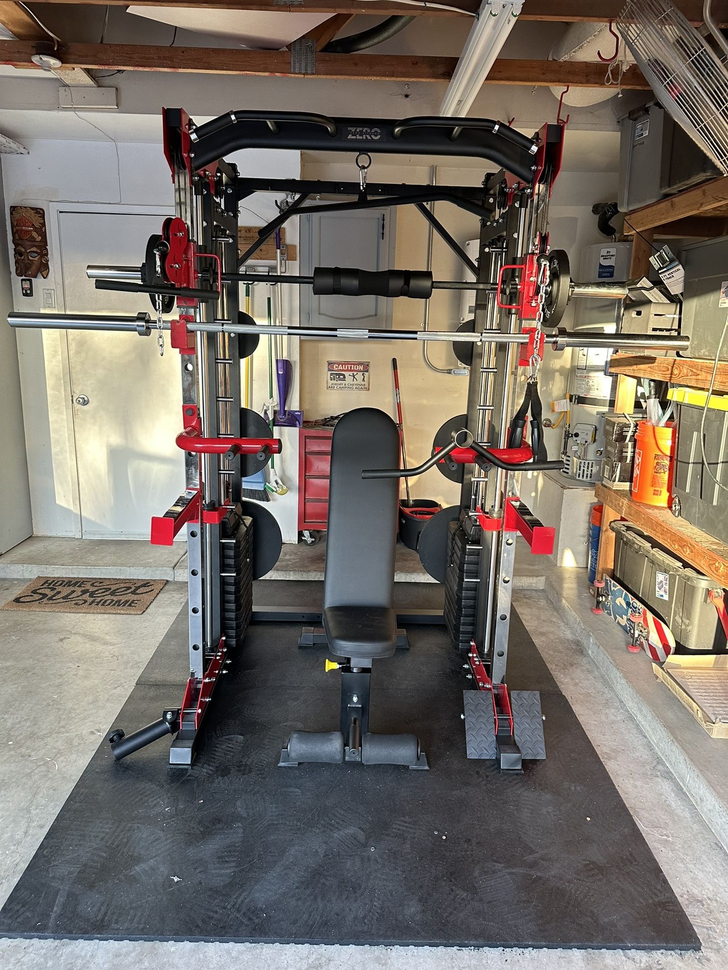 Smith Machine 200 | Adjustable Bench | 245lb Cast Iron Olympic Weights | 7ft Olympic Bar | Fitness | Gym Equipment | FREE DELIVERY/INSTALLATION 🚚 🛠️