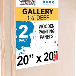 U.S. Art Supply 20" x 20" Birch Wood Paint Pouring Panel Boards, Gallery 1-1/2"