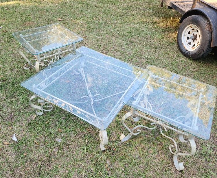 Lovely Metal Coffee Table And End Table Set