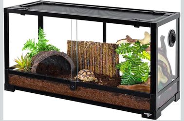 Wacool Large Reptile Tank 25 Gallon, 360°Full Vision Glass Reptile Terrarium with Top Mesh Lid