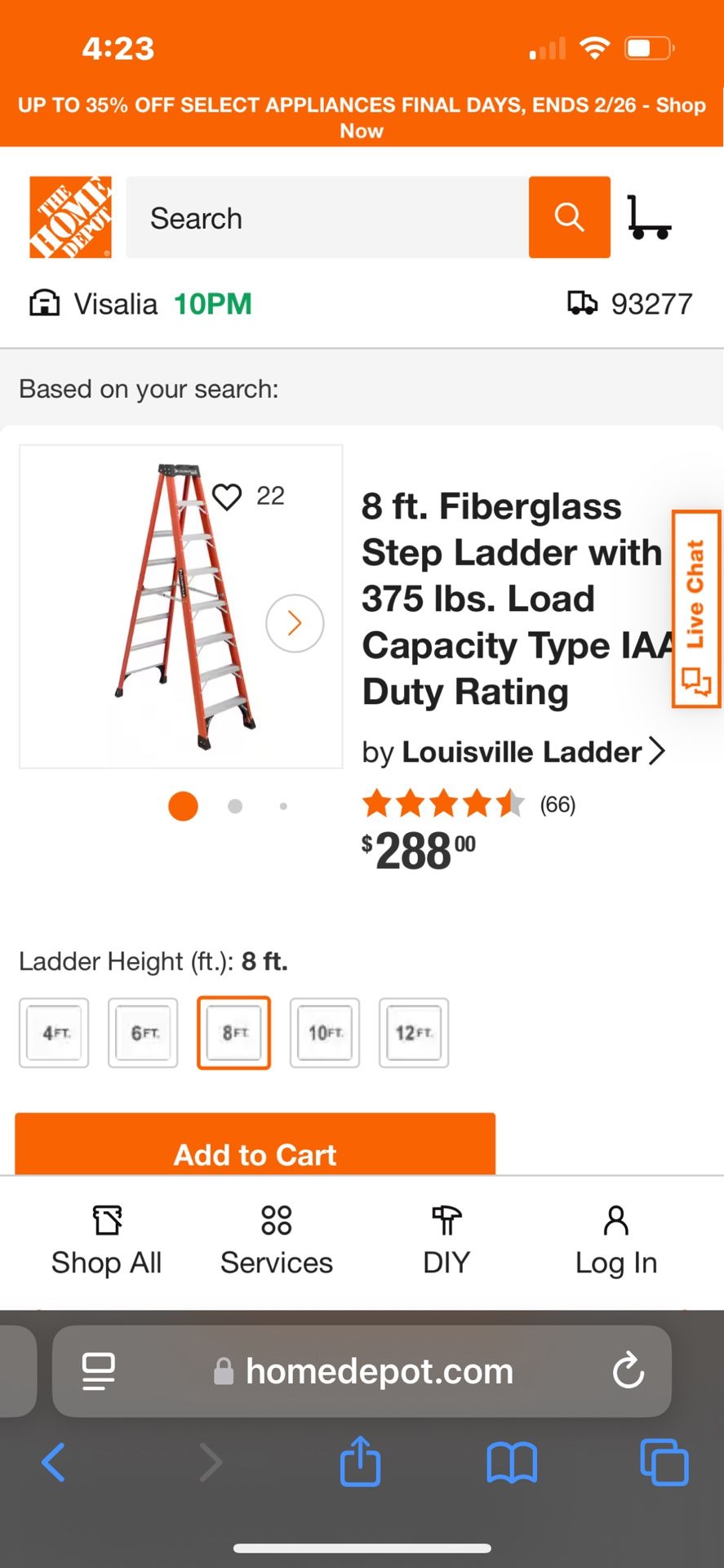 8’ Fiberglass Step Ladder