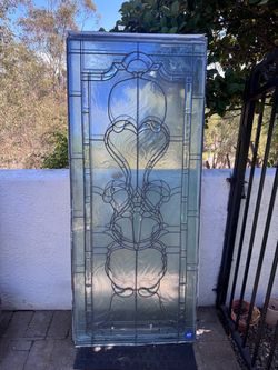 Large Decorative Beveled Leaded Glass Entry Door – Beautiful Architectural Piece