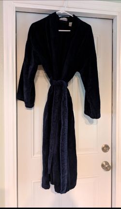 VTG TJ Lawford Stars Dark Blue Bathrobe 100% Cotton Robe Turkish Sz Fits All