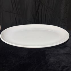 White Ceramic Oval Platter Glossy Solid Serving Dish