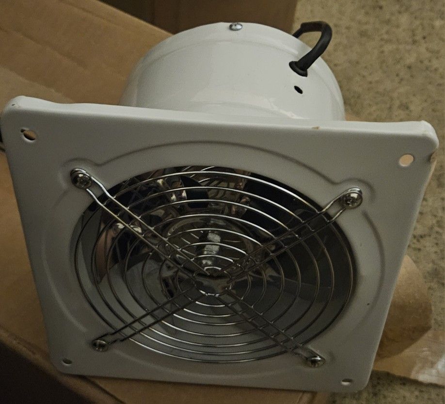 8 in. 500CFM 110V 7-Blades White Cast Iron Electric Powered Exhaust Attic Fan, Ventilation Fan for Kitchen or Bathroom