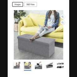 Storage Ottoman Bench Folding Chest Foot Rest Stool, Gray