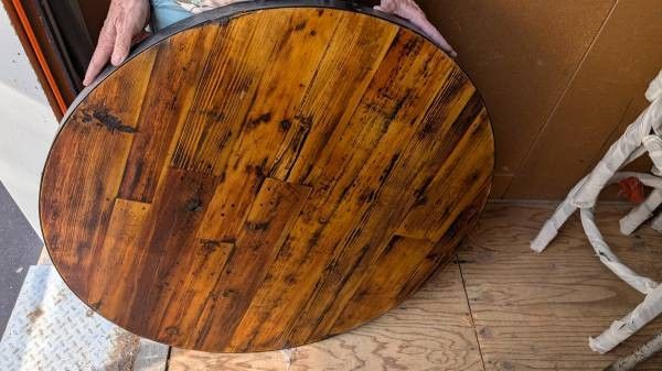 Restaurant Table Top Custom 36" Round Steel Rim New Blonde Birch or Burnished