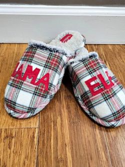 Mama Elf Christmas Plaid Slippers Womens Medium 7 8 Holiday Family Pajamas