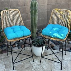Set of World Market Wicker Barstools Indoor/Outdoor