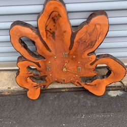 Real Wooden Slab Roman Numeral Clock 