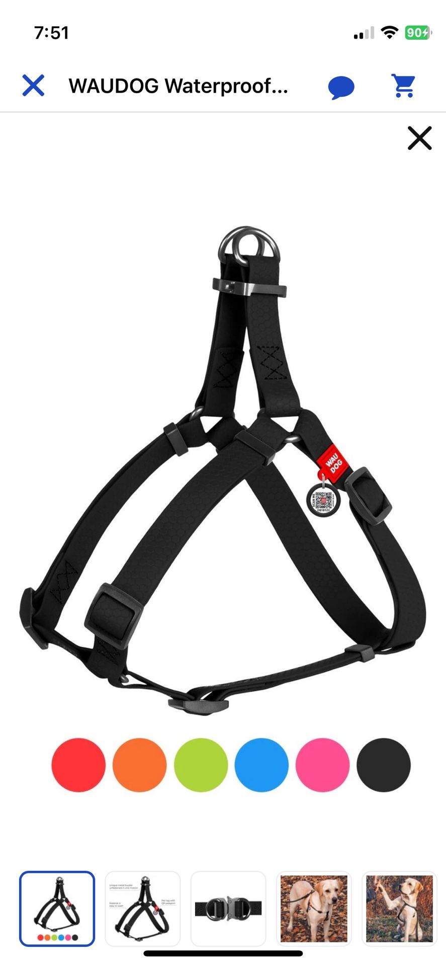 Waudog Waterproof Dog Harness With Qr Tag