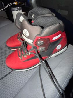 Timberland High-Top Hiking Boots Red and Gray
