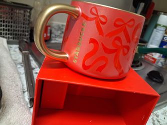 Starbucks Red Holiday Ribbon Ceramic Mug