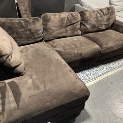 Sectional Sofa Couch - Chaise - 2pcs - Just Cleaned - Super Comfy - Brown - Delivery Available 